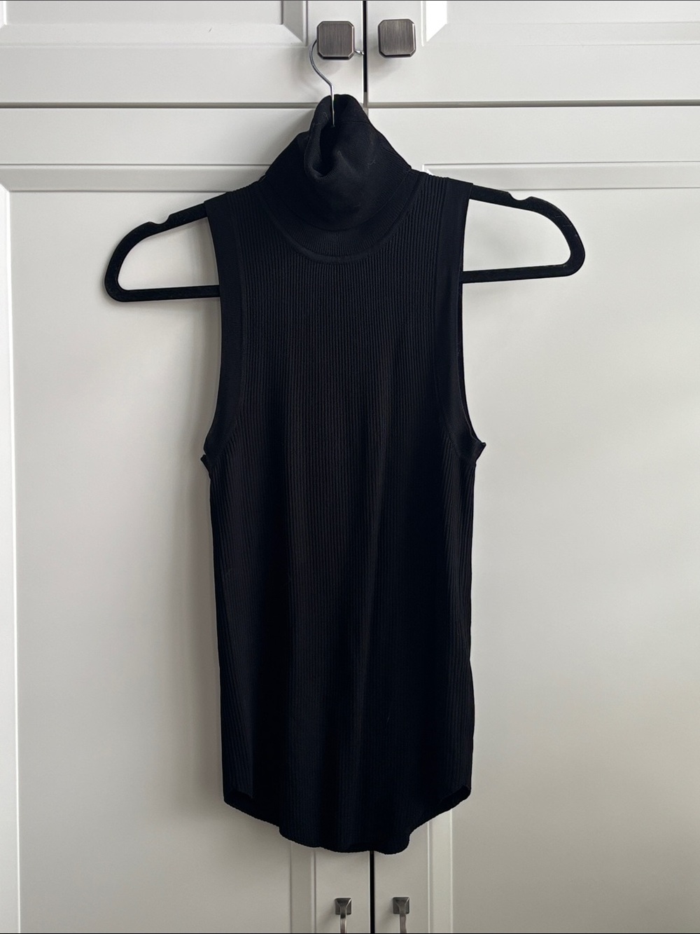 Zara Black Ribbed Sleeveless Turtleneck Tank